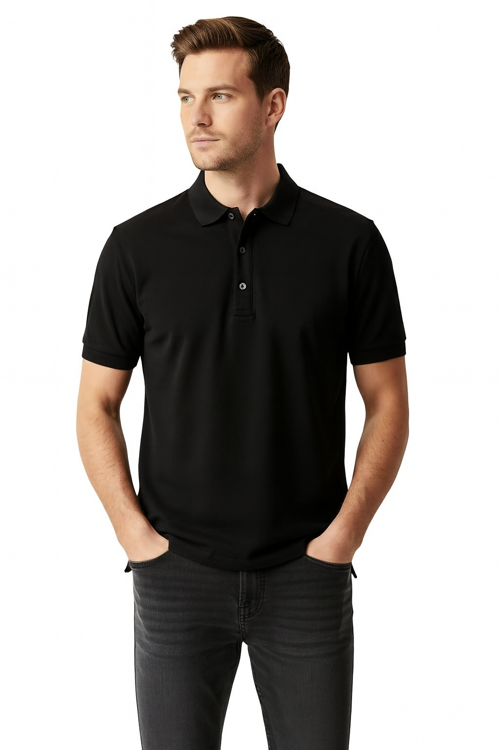 Men's Solids & Pastels Polo Neck T-Shirt