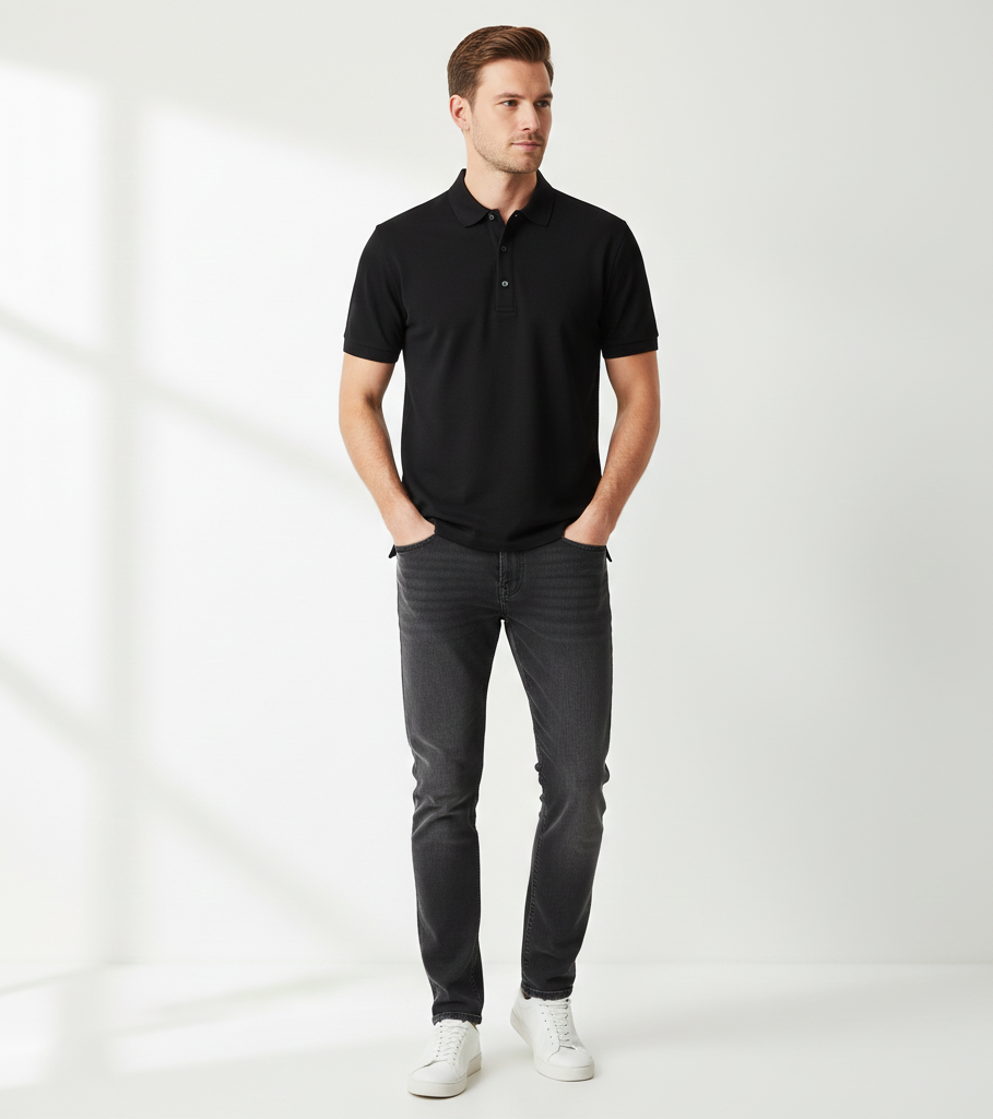 Men's Solids & Pastels Polo Neck T-Shirt