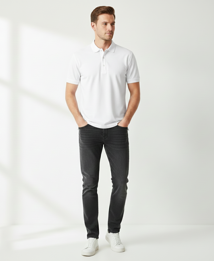 Men's Solids & Pastels Polo Neck T-Shirt