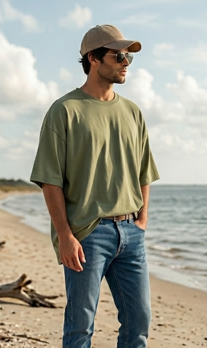Men's Solids & Pastels Oversized T-Shirt