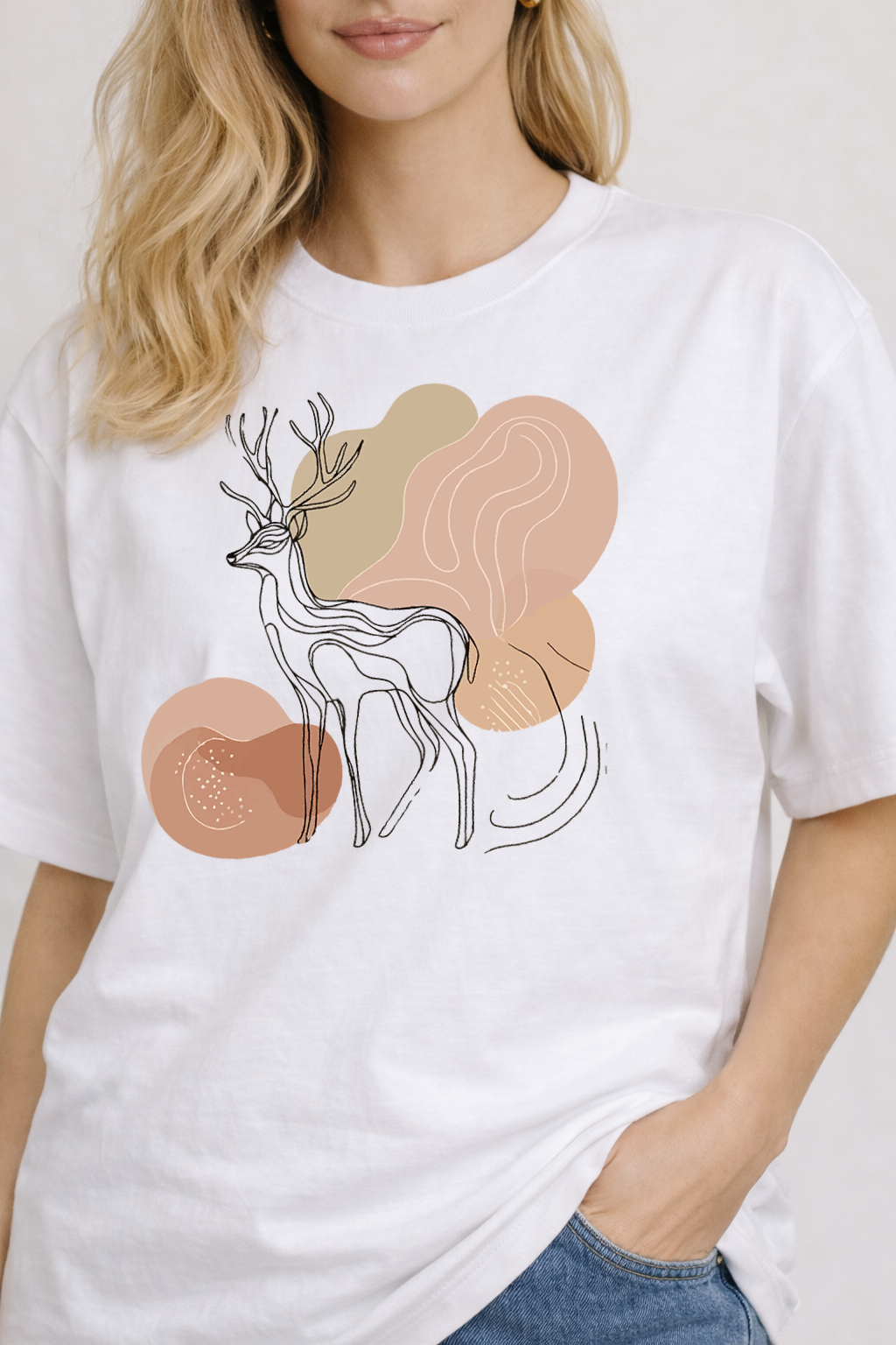 Women's Deer Oversized Drop-shoulder T-Shirt