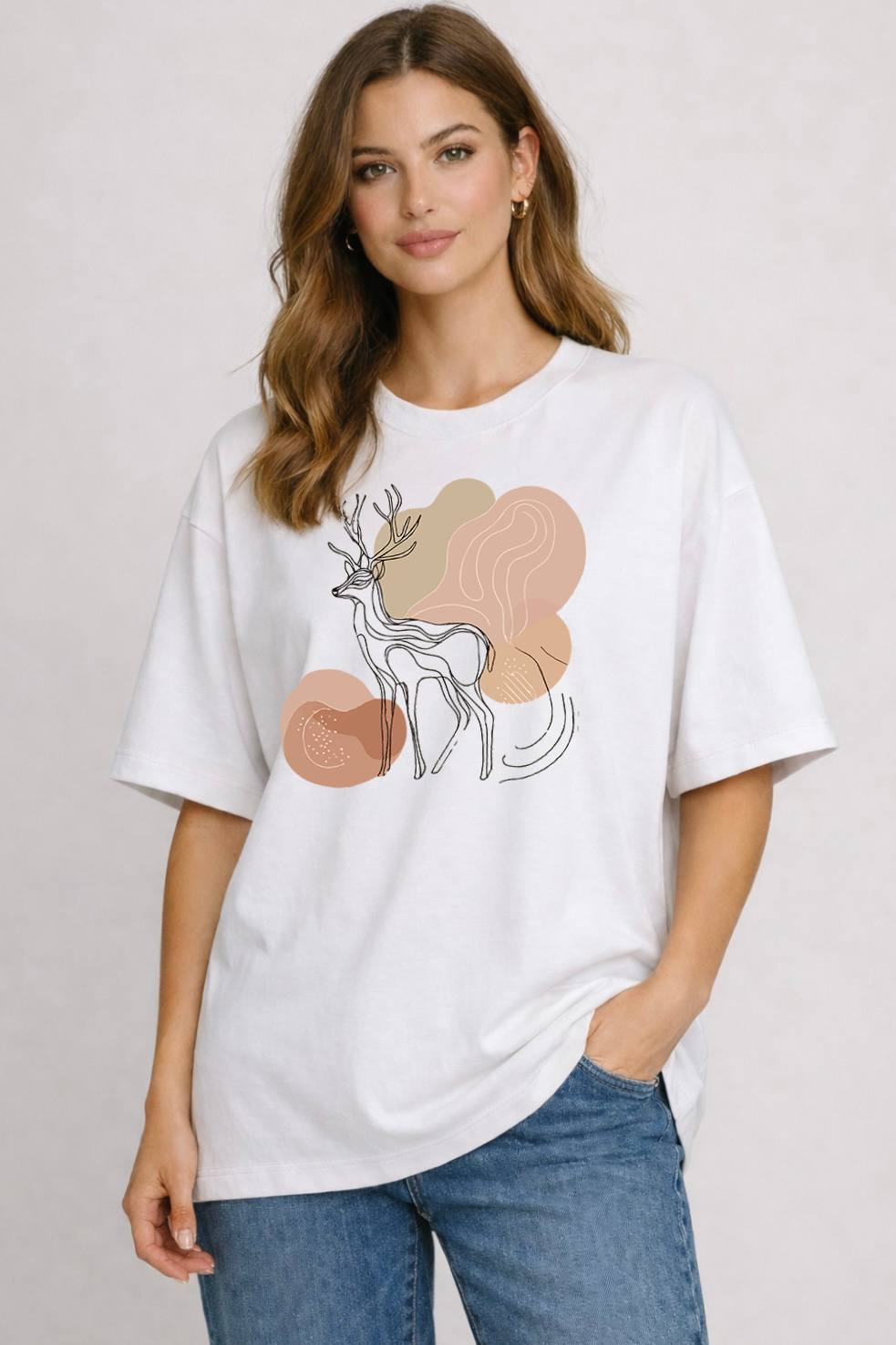 Women's Deer Oversized Drop-shoulder T-Shirt