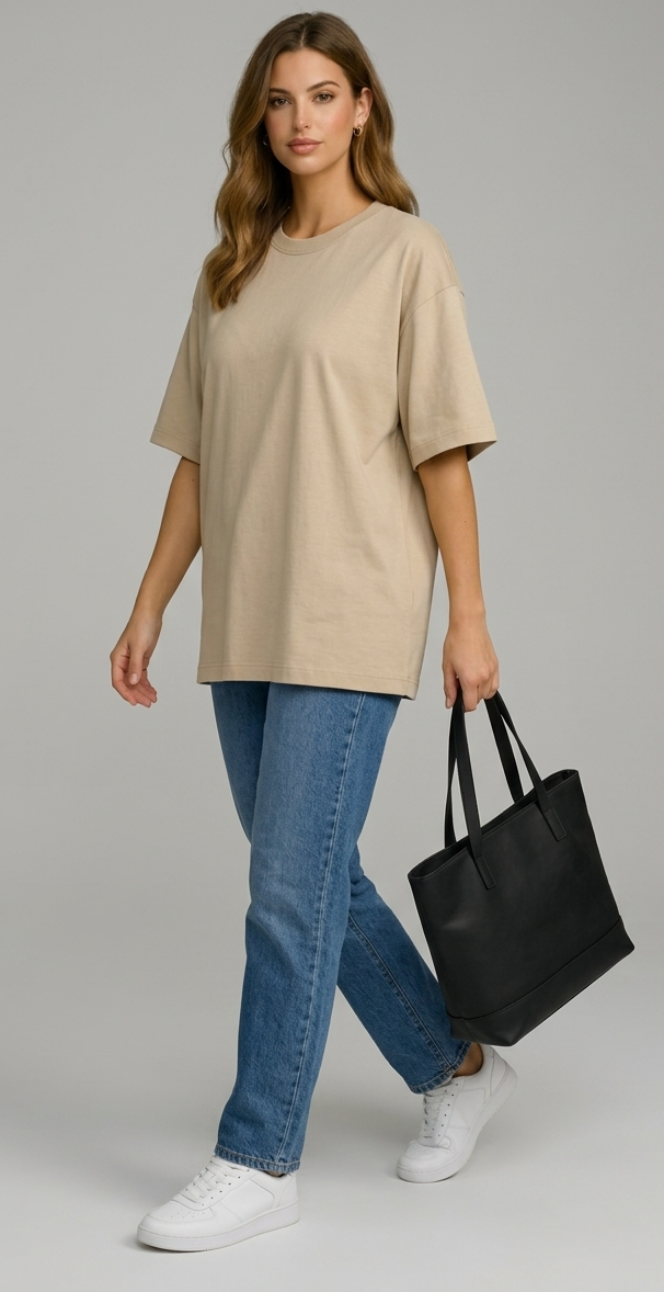 Women's Solids & Pastels Oversized Drop-shoulder T-Shirt