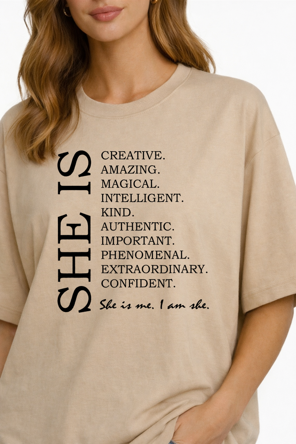 Women's She Oversized Drop-shoulder T-Shirt