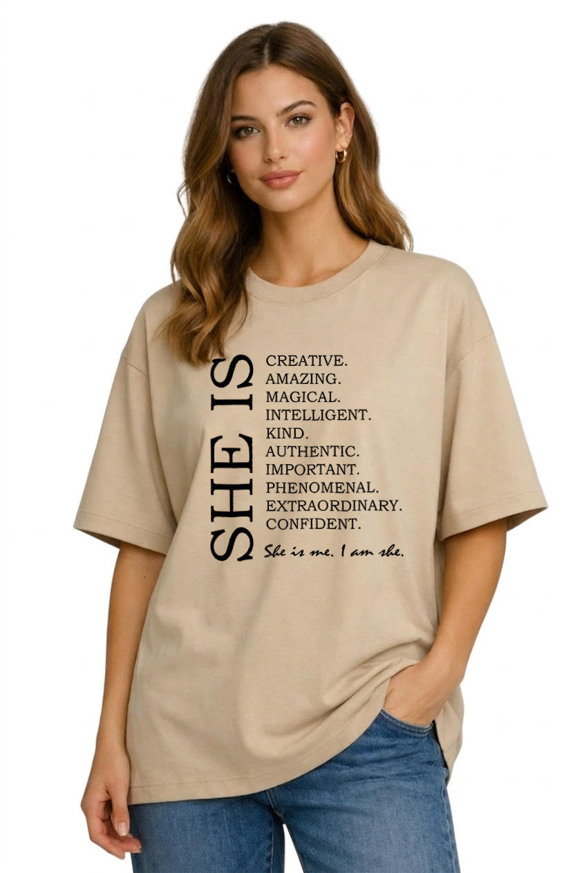Women's She Oversized Drop-shoulder T-Shirt
