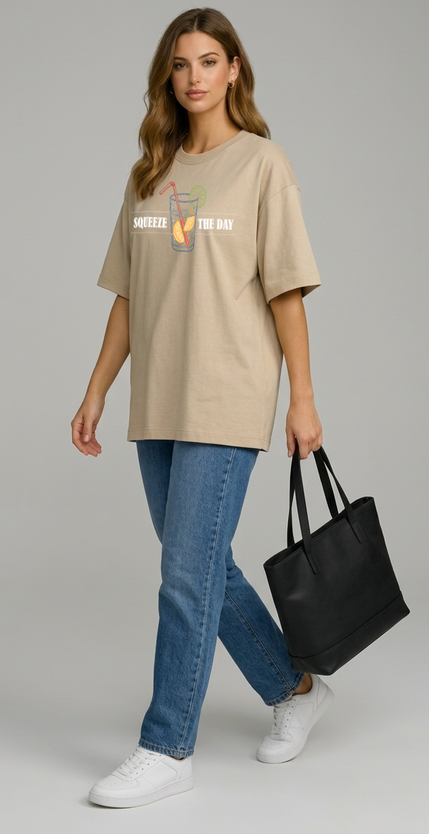 Women's Squeeze The Day Oversized Drop-shoulder T-Shirt
