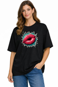 Women's One Kiss Oversized Drop-shoulder T-Shirt
