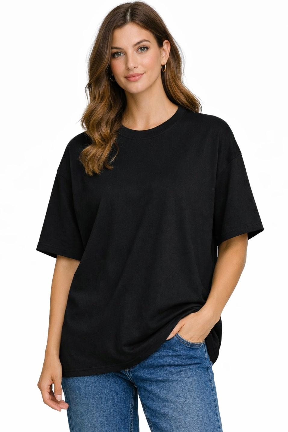 Women's Solids & Pastels Oversized Drop-shoulder T-Shirt