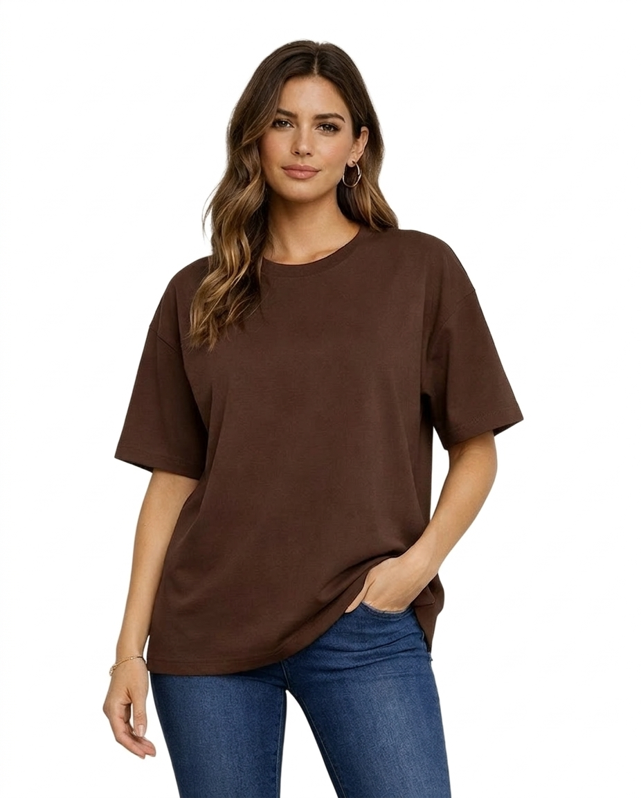 Women's Solids & Pastels Oversized Drop-shoulder T-Shirt