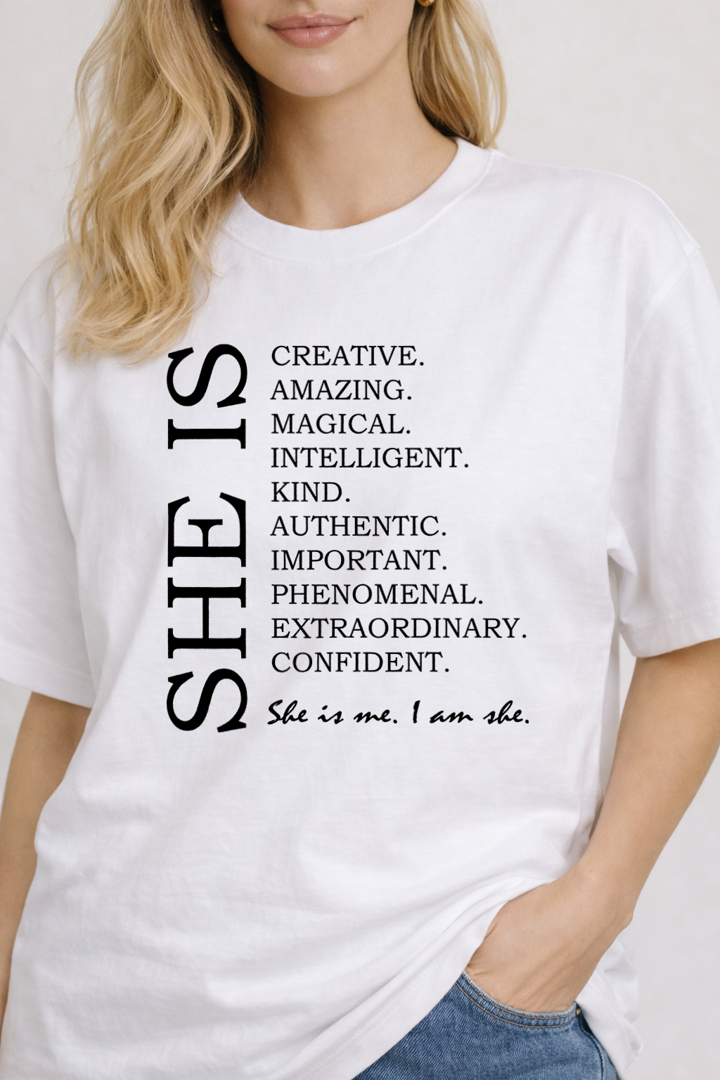 Women's She Oversized Drop-shoulder T-Shirt