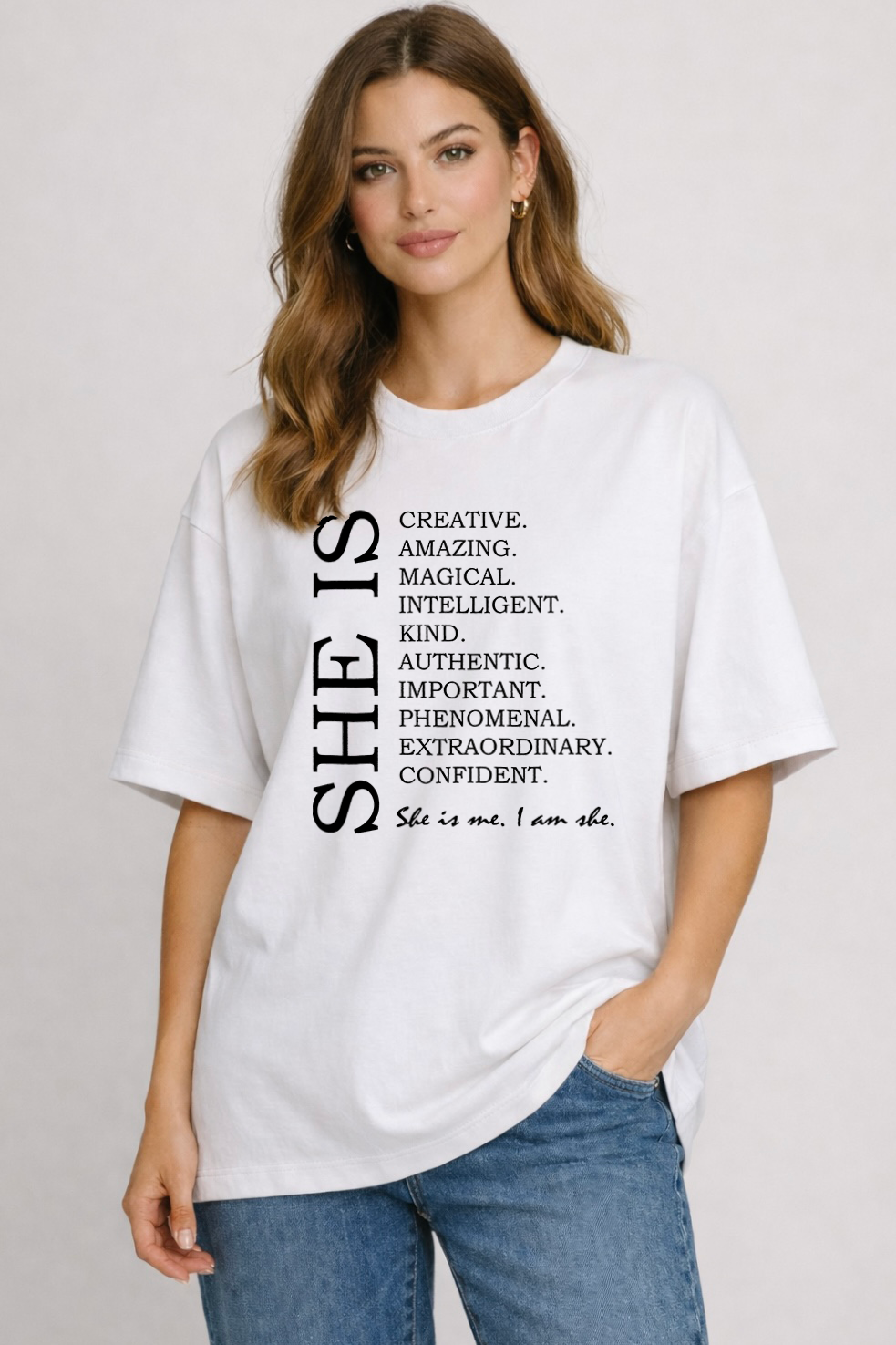 Women's She Oversized Drop-shoulder T-Shirt