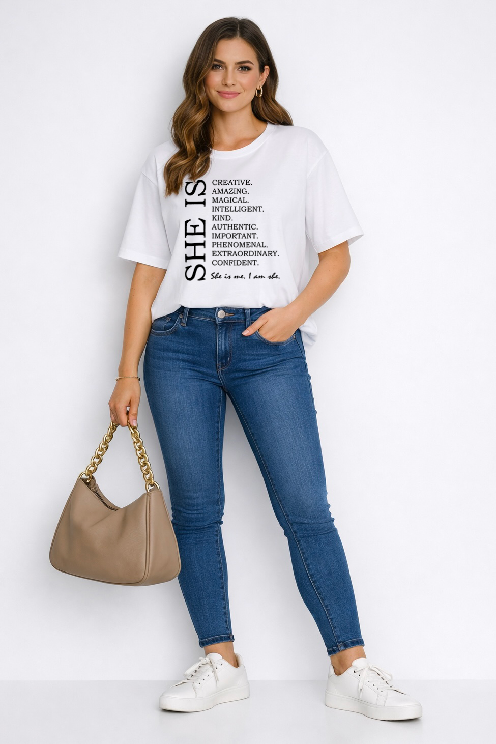 Women's She Oversized Drop-shoulder T-Shirt