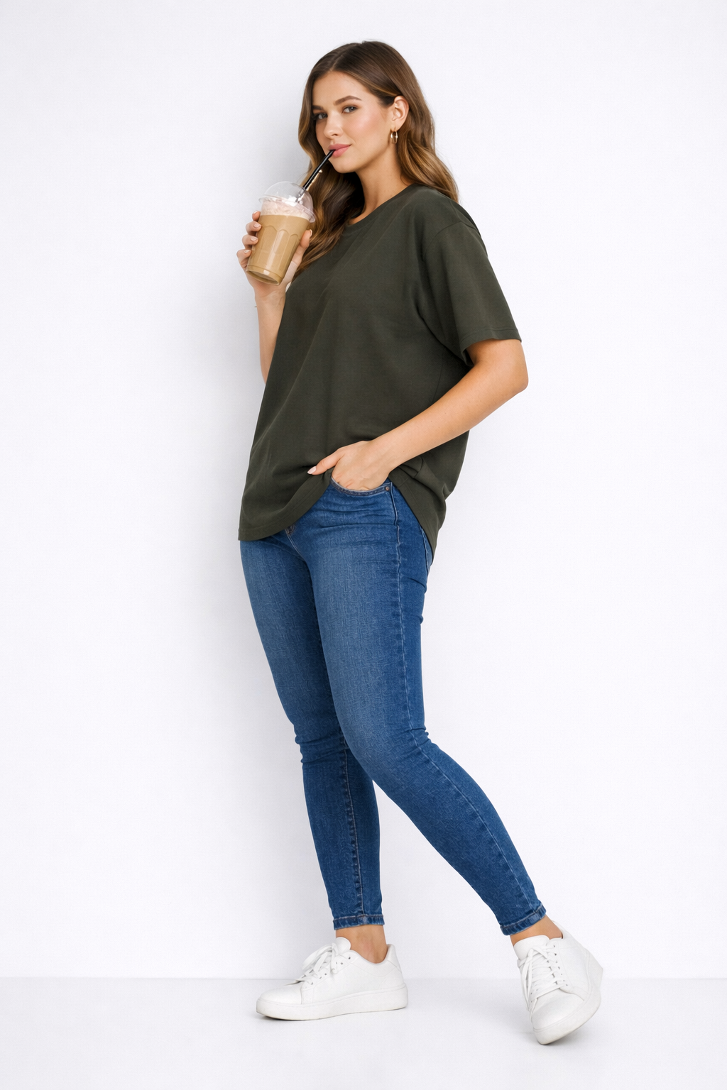 Women's Solids & Pastels Oversized Drop-shoulder T-Shirt