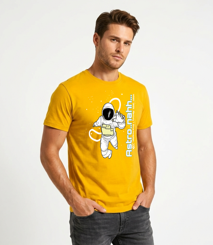 Men's Astro-Nahh Regular T-Shirt in Mustard