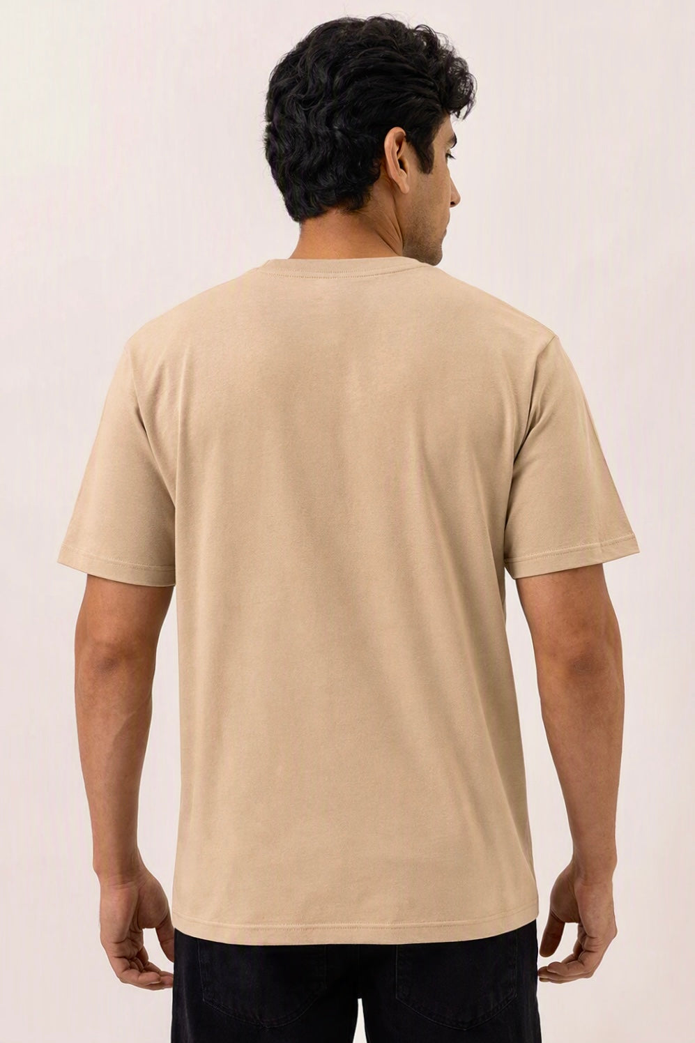 Men's Solids & Pastels Regular T-Shirt in Beige