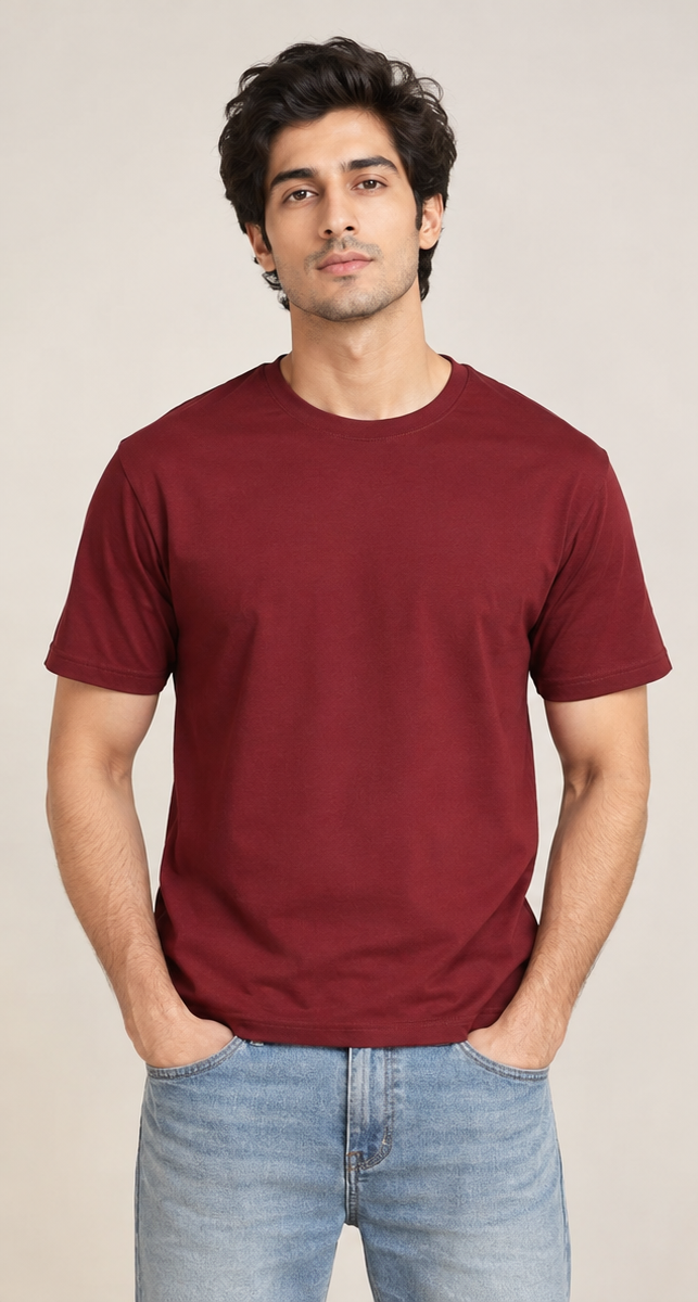 Men's Solids & Pastels Regular T-Shirt in Maroon