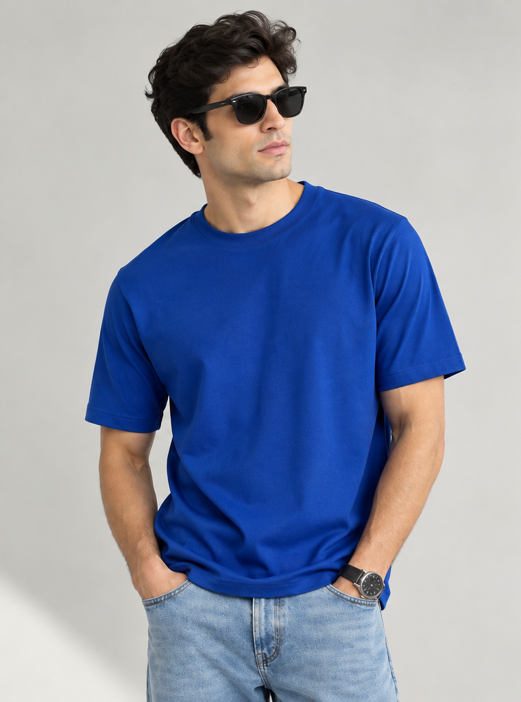 Men's Solids & Pastels Regular T-Shirt in Royal Blue