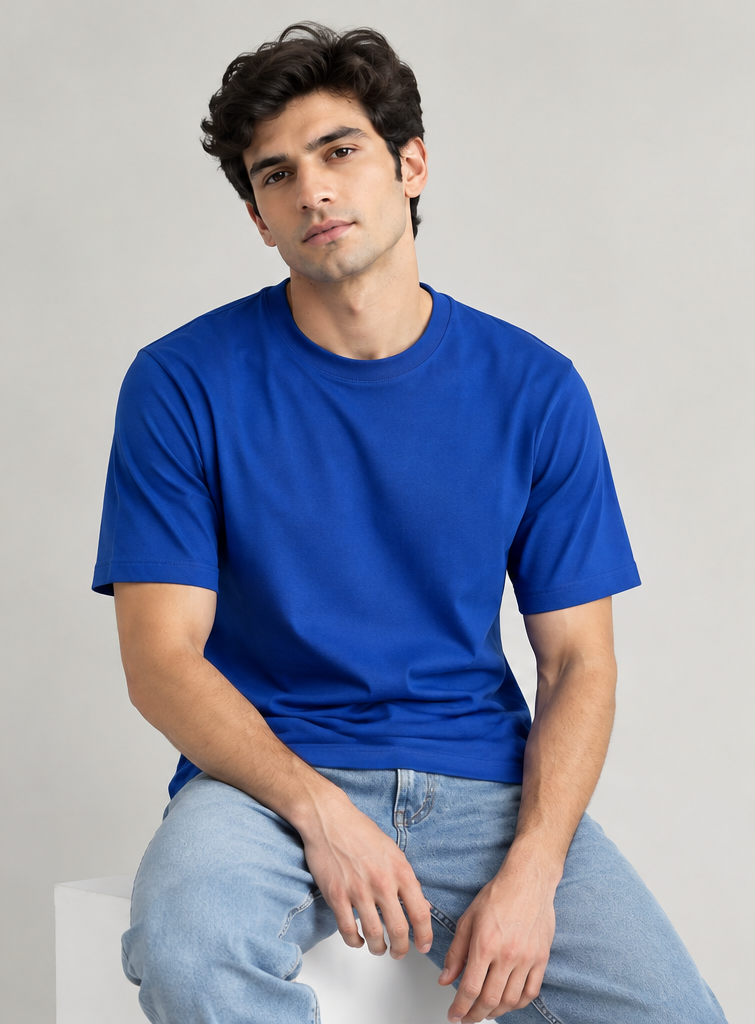 Men's Solids & Pastels Regular T-Shirt in Royal Blue